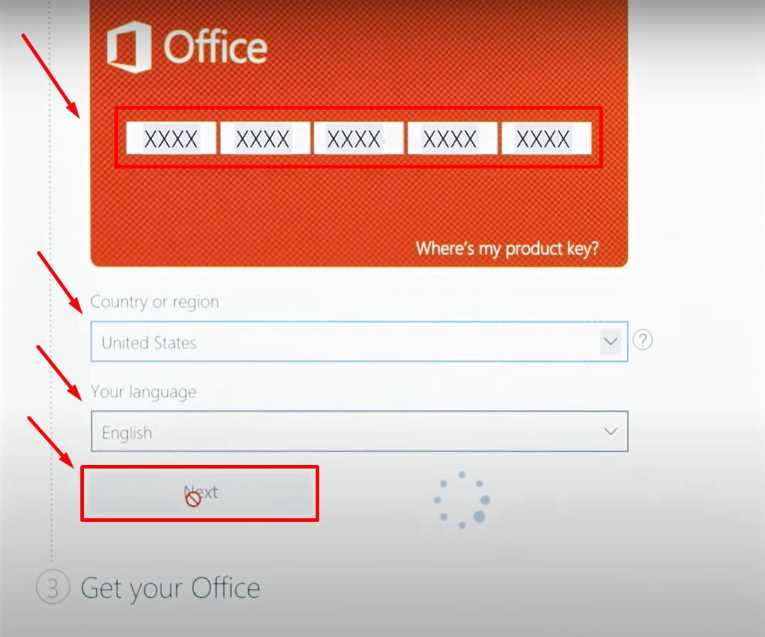 Instructions to install Office 2019 Home Student step 2.1