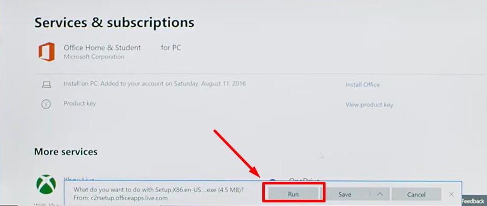 Instructions to install Office 2019 Home Student step 4.2