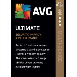 AVG Ultimate 2021 with Antivirus + Cleaner, Secure VPN 10 Devices 1 Year