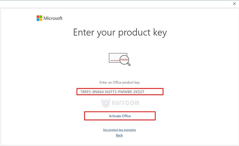 Open any software and enter the purchased Office 2021 Professional Plus key