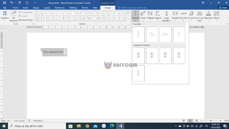 How to write fractions in Word