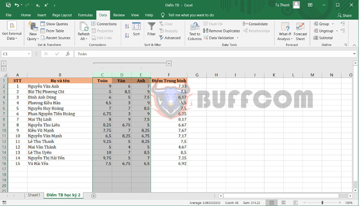 Instructions on using shortcut keys to Group data in Excel quickly