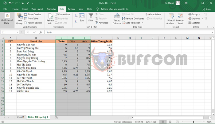 Instructions on using shortcut keys to Group data in Excel quickly