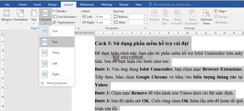 how to split a Word page in half