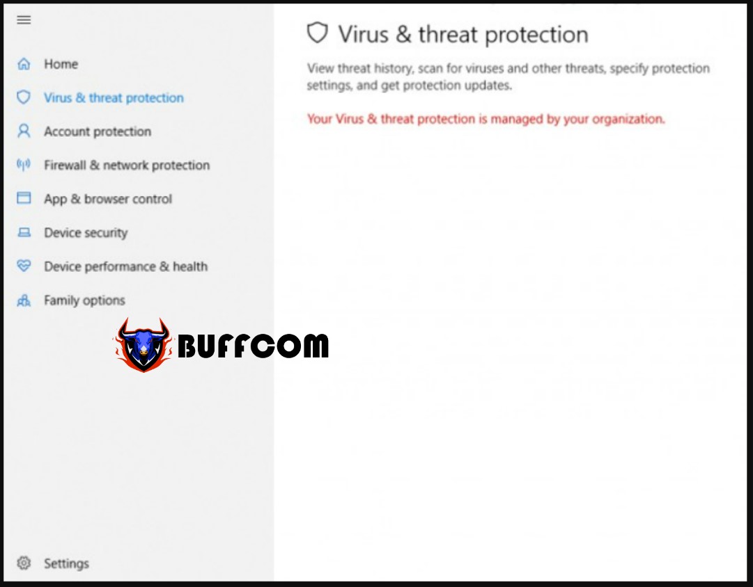Your virus threat protection is managed by your organization 1