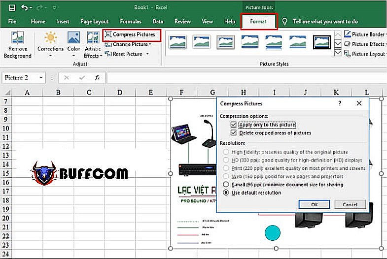 How to compress images to reduce the size of an Excel file