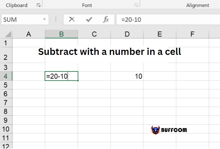Subtract with a number in a cell