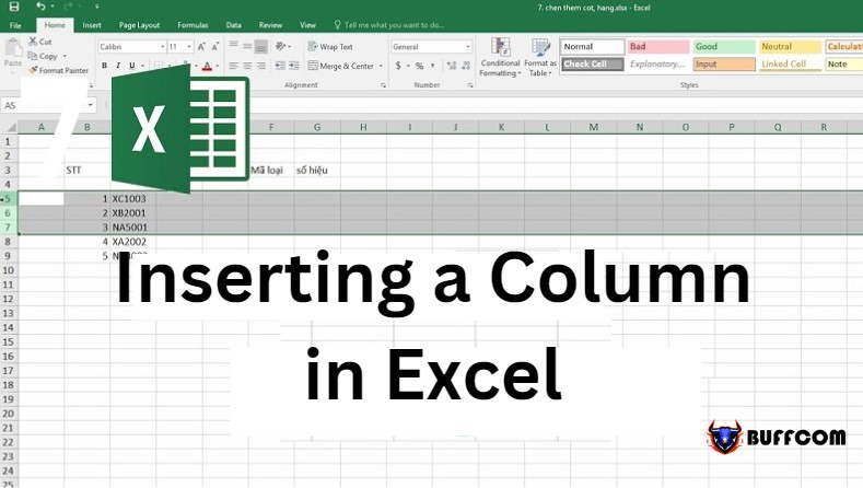 Inserting a row in Excel