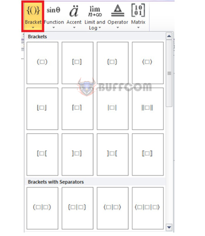 2 ways to insert parentheses in Word and Excel