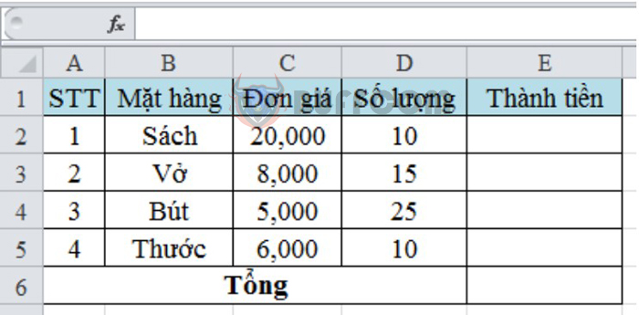 A very simple example of an array formula in Excel