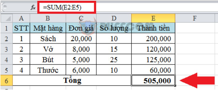 A very simple example of an array formula in Excel