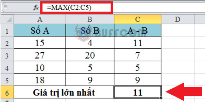 A very simple example of an array formula in Excel