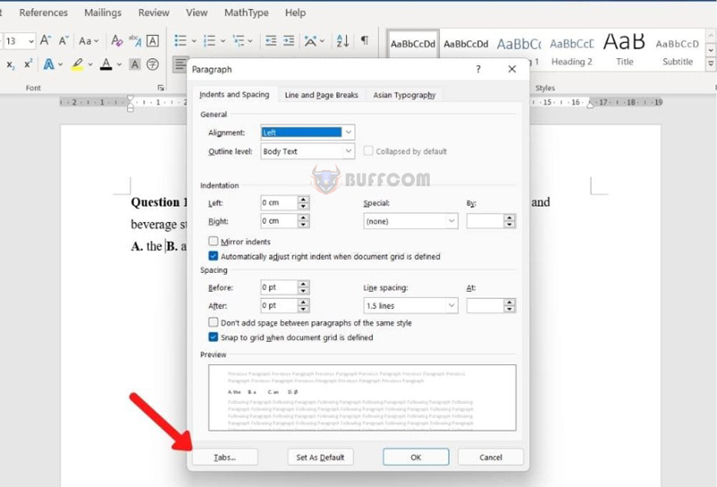 Adjust spacing in Word