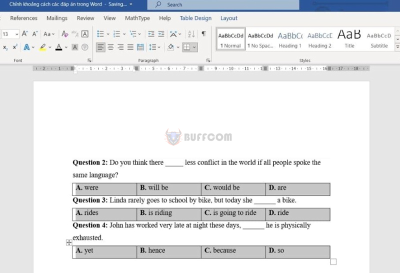 Adjust spacing in Word