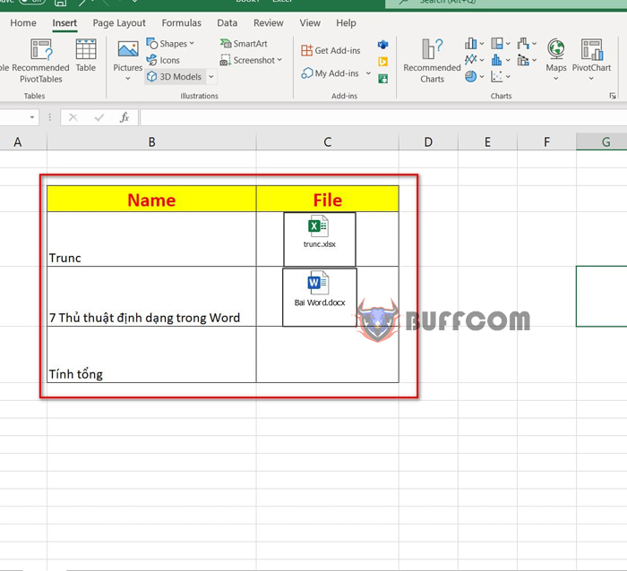 Attaching Professional Files in Excel