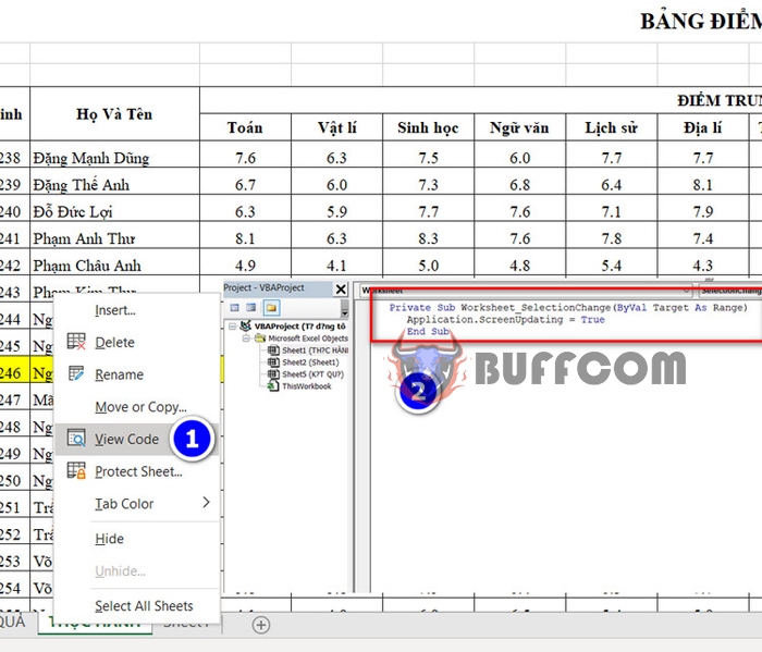 Automatically Color Rows and Columns Based on Mouse Pointer