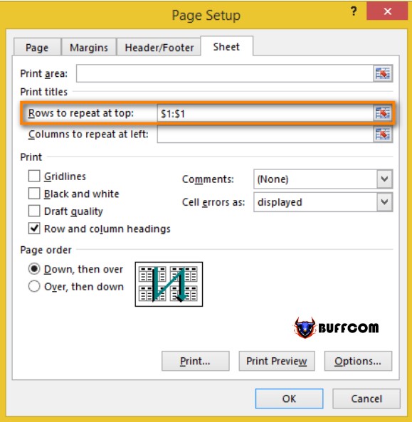 How to repeat titles in Excel when printing