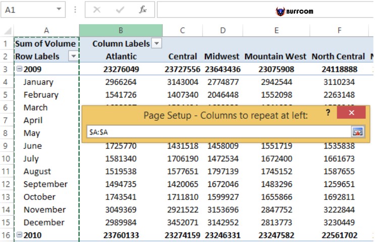 How to repeat titles in Excel when printing