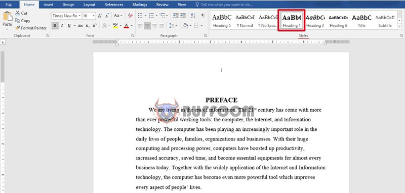 Create Automatic Table of Contents in Word 1