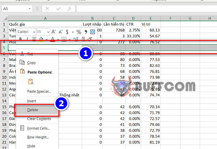 How to delete columns, rows, and empty rows in Excel