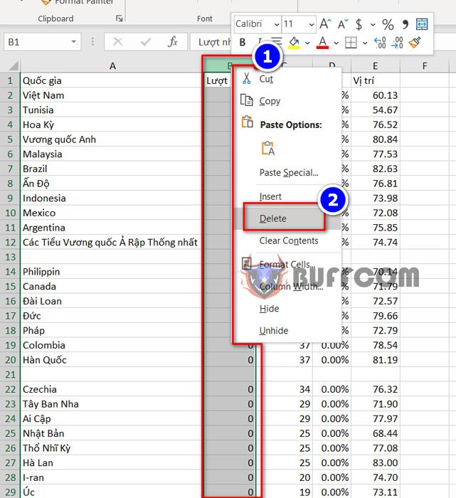 How to delete columns, rows, and empty rows in Excel