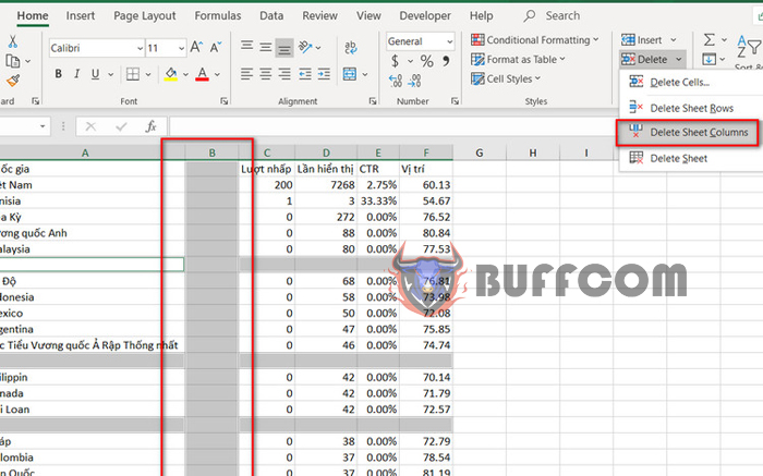 How to delete columns, rows, and empty rows in Excel