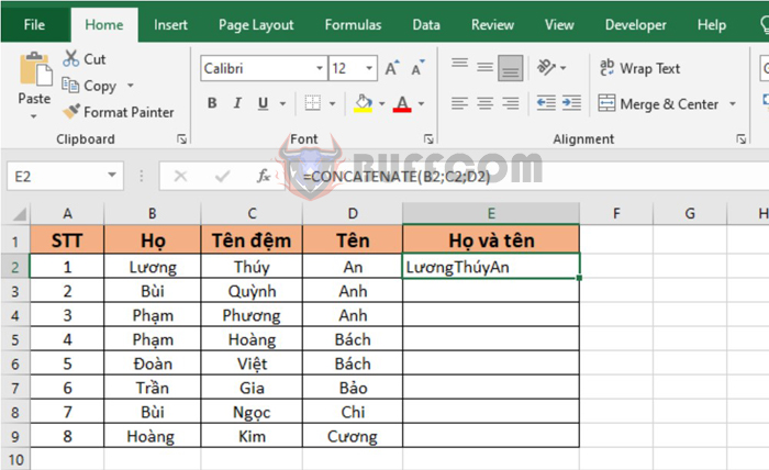 Detailed guide on how to use CONCATENATE function in Excel