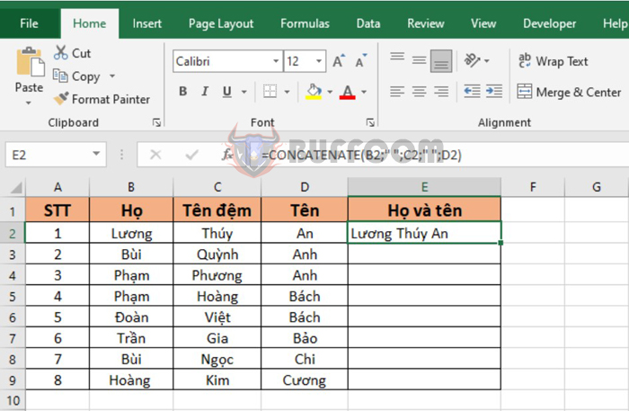 Detailed guide on how to use CONCATENATE function in Excel