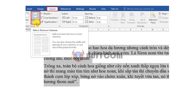 Dividing Columns in Word 5