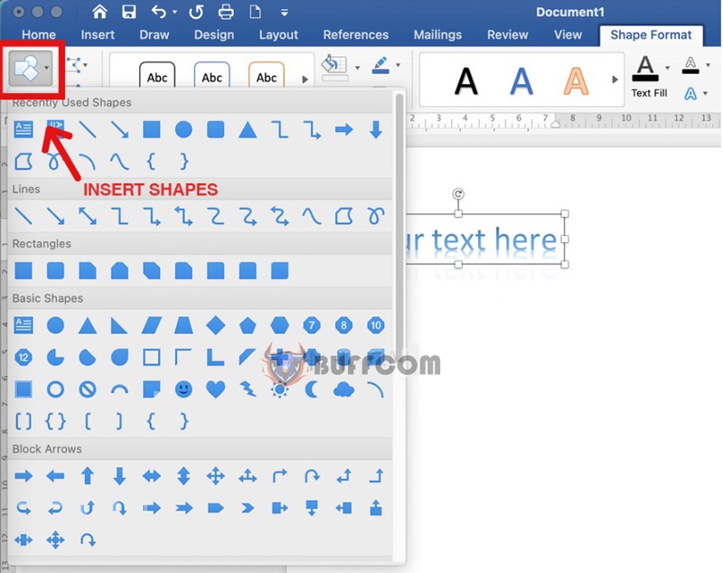 Insert Shapes Tool Group