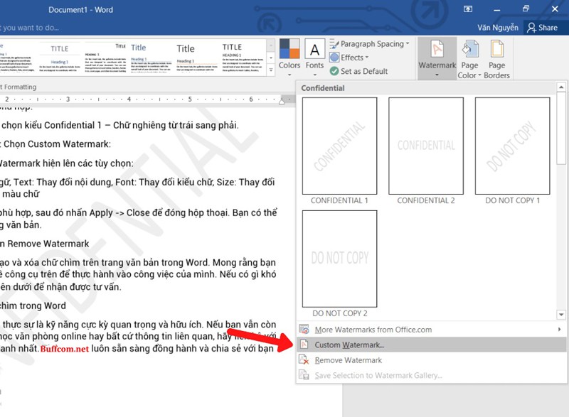 Create and Delete Watermark in Word