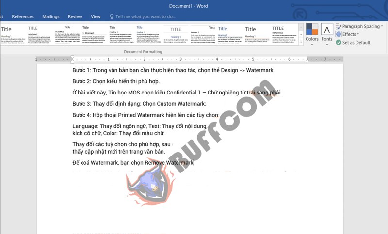 Create and Delete Watermark in Word