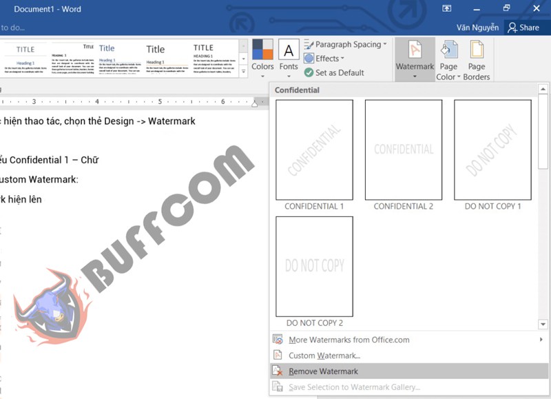 Create and Delete Watermark in Word