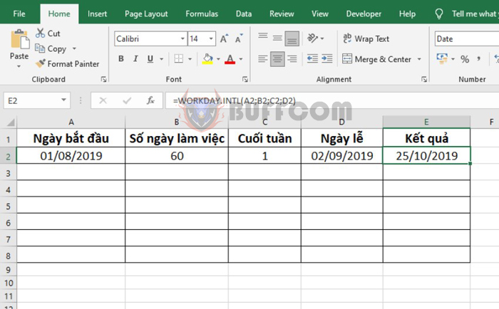 How to calculate working days, days off, and working days in Excel