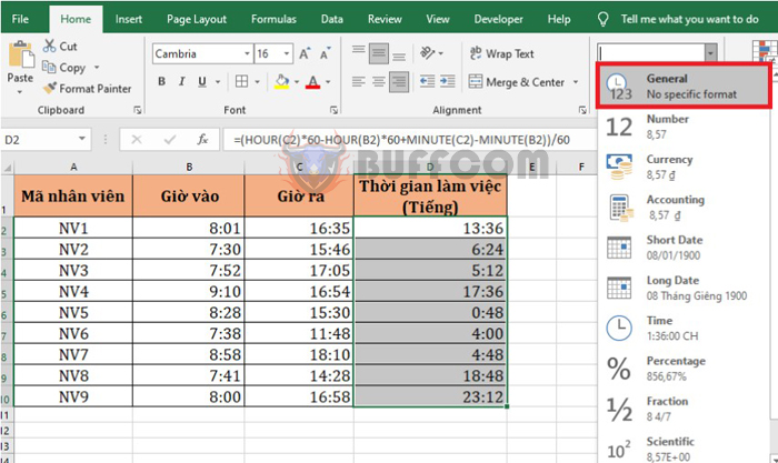 How to calculate working hours based on the timesheet in Excel