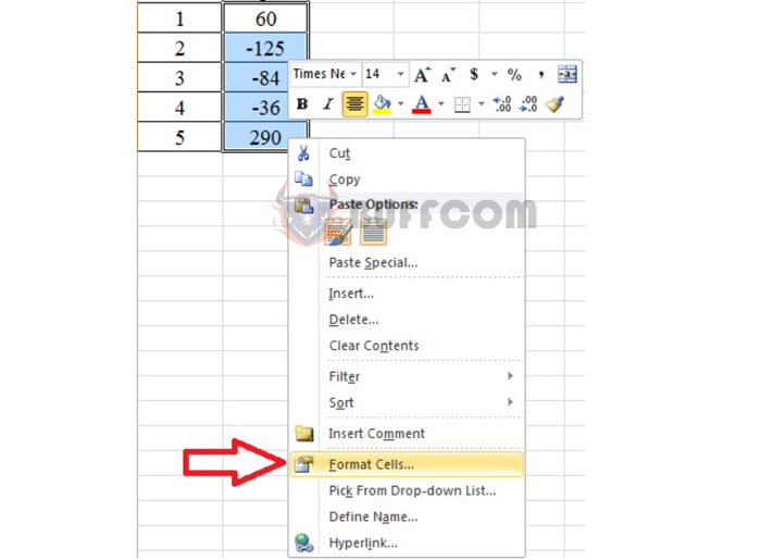 How to close parentheses for negative numbers in Excel