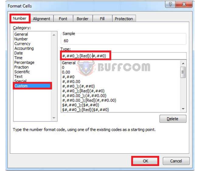 How to close parentheses for negative numbers in Excel