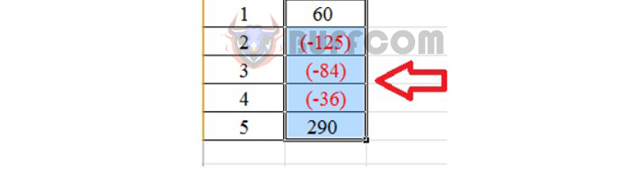 How to close parentheses for negative numbers in Excel