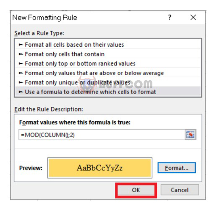 How to color alternate columns in Excel