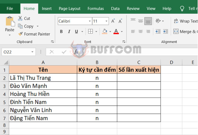 How to count the number of occurrences of a character in Excel?