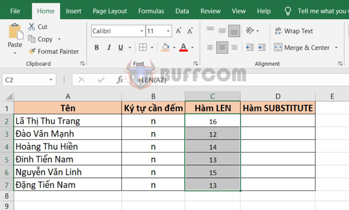 How to count the number of occurrences of a character in Excel?