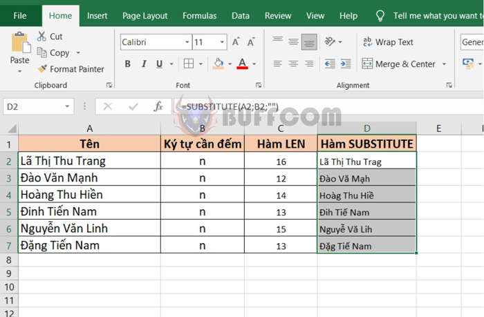 How to count the number of occurrences of a character in Excel?