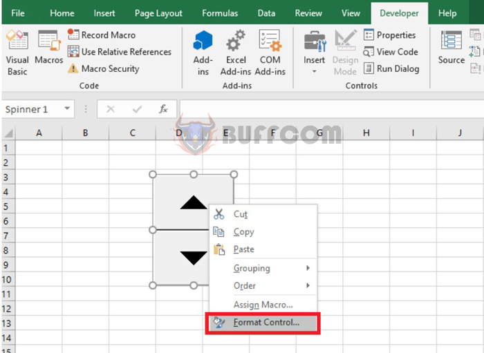 How to create Up/Down button for Excel spreadsheet