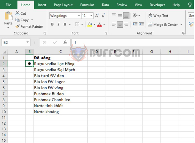 How to create a bullet list in Excel
