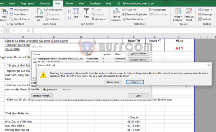How to disable Update Link notification while preserving Excel file data