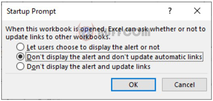 How to disable Update Link notification while preserving Excel file data