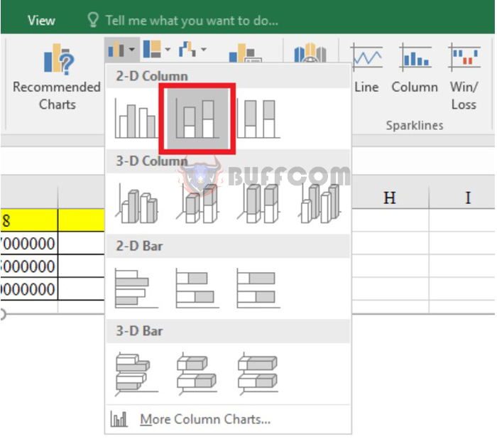 How to draw a stacked column chart in Excel
