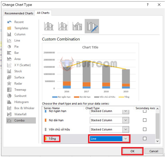 How to draw a stacked column chart in Excel