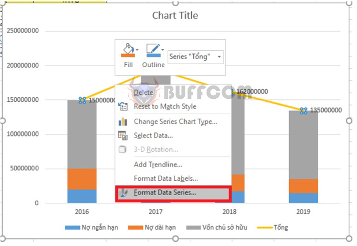 How to draw a stacked column chart in Excel