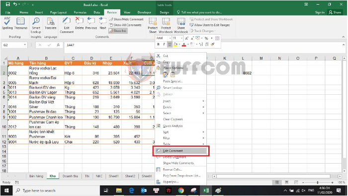 How to edit hide or show comments in Excel spreadsheets